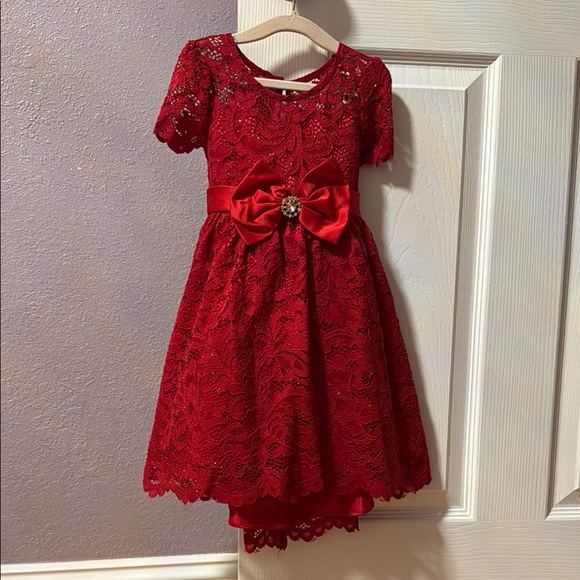 Red Lace Holiday Dress by Rare Editions - Size 2T - Picture 2 of 9